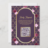 Paarse Marokkaanse Quatrefoil QR Code Moslim Bruil Kaart (Achterkant)
