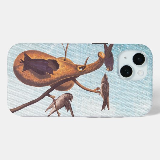 Paarse Martin Audubon Bird Family and Gourd Home Case-Mate iPhone Case (Achterkant (horizontaal))