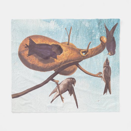 Paarse Martin Audubon Bird Family and Gourd Home Fleece Deken (Voorkant (Horizontaal))