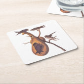 Paarse Martin Audubon Bird Family and Gourd Home Kartonnen Onderzetters (Schuin)