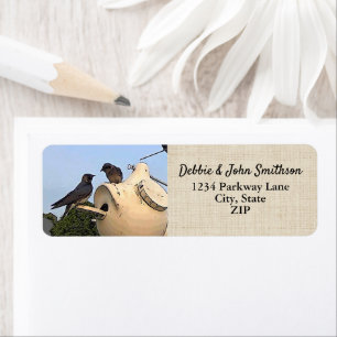 Paarse Martin Birds Natuur Return Address Birding Etiket