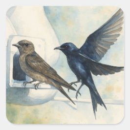 Paarse Martin verhuurder Natuur Swallow Bird kaleb Vierkante Sticker