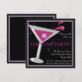 Paarse Martini Cocktailparty Uitnodiging (Voorkant / Achterkant)