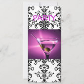 Paarse martini damask party nodigt uit kaart (Voorkant)