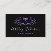 Paarse Martini Glazen Night Club Bar Bartender Visitekaartje (Voorkant)