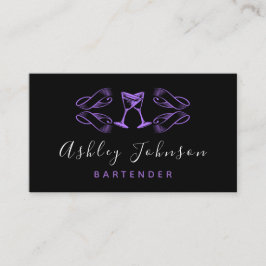 Paarse Martini Glazen Night Club Bar Bartender Visitekaartje