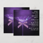 Paarse Martini vrouwen Paarse verjaardagsfeestje Kaart (Voorkant / Achterkant)