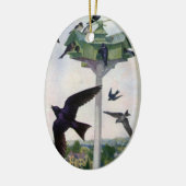 Paarse Martins en hun geboorteland Keramisch Ornament (Links)