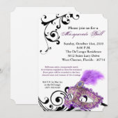 Paarse Maskerade Ball Mask Kostuum Halloween Onder Kaart (Voorkant / Achterkant)