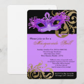 Paarse Maskerade Masker Ball Costume Halloween Kaart (Voorkant / Achterkant)