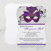 Paarse Maskerade Masker Ball Costume Halloween Kaart (Voorkant / Achterkant)
