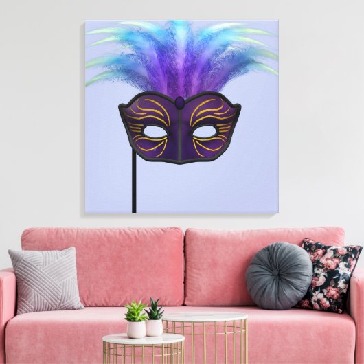 Paarse Maskerade Masker Carnaval Feest Kunst Canvas Afdruk (Insitu (Woonkamer))