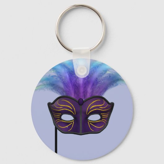 Paarse Maskerade Masker Carnaval Feest Kunst Sleutelhanger (Voorkant)