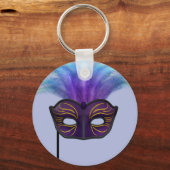 Paarse Maskerade Masker Carnaval Feest Kunst Sleutelhanger (Voorkant)