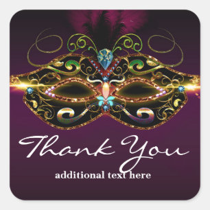 Paarse Maskerade Masker Elegant Feest Favor Sticke Vierkante Sticker