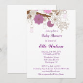 Paarse Mason Jar Baby shower, Vrijgezellenfeest no Kaart (Voorkant / Achterkant)