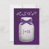 Paarse Mason Jar met Fireflies RSVP-reactiekaart RSVP Kaartje (Achterkant)