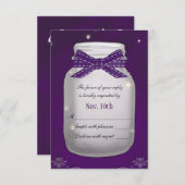Paarse Mason Jar met Fireflies RSVP-reactiekaart RSVP Kaartje (Voorkant / Achterkant)