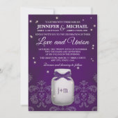 Paarse Mason Jar met gevuurde gevechtsvliegtuigen  Kaart (Voorkant)