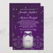 Paarse Mason Jar met gevuurde gevechtsvliegtuigen  Kaart (Voorkant / Achterkant)