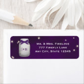 Paarse Mason Jar met vuurvliegjes Retouradres Etiket (Insitu)