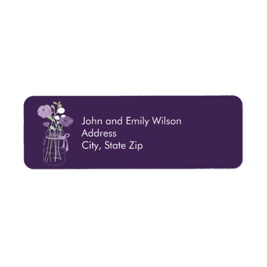Paarse Mason Jar retour adreslabels Etiket (Voorkant)