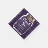 Paarse Mason Jar Rustic Wood Dank u bruiloft Servet (Hoek)