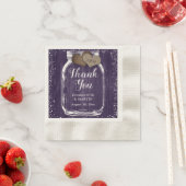 Paarse Mason Jar Rustic Wood Dank u bruiloft Servet (Insitu)