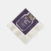 Paarse Mason Jar Rustic Wood Dank u bruiloft Servet (Hoek)