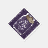 Paarse Mason Jar Rustic Wood Mr & Mrs Wedding Servet (Hoek)