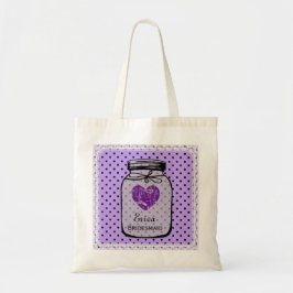 Paarse Mason Jar Wedding Canvas tas BRIDESMAID A05
