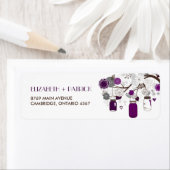Paarse Mason Jars Floral Weddenschap Label (Insitu)