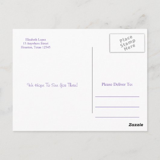 Paarse Masquerade Ball Quinceanera 15e verjaardag Briefkaart (Achterkant)