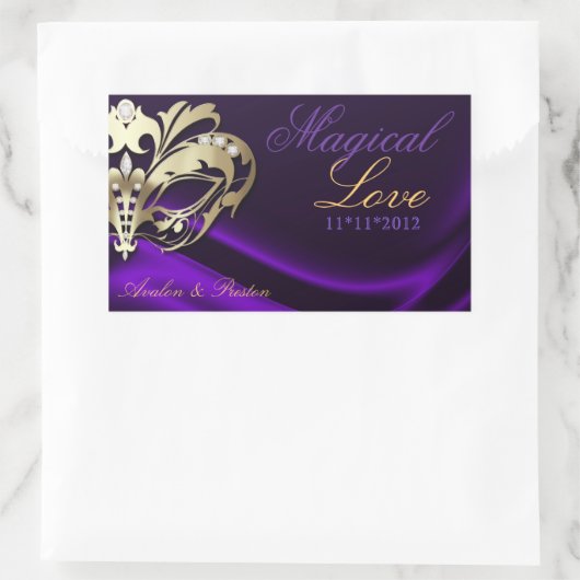 Paarse Masquerade Goud Snoep Buffet Sticker (Tas)