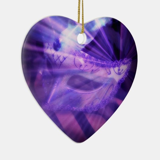 Paarse Masquerade Love Keramisch Ornament (Rechts)