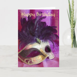 Paarse Masquerade Mask Birthday Card Kaart