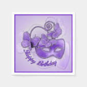Paarse Masquerade Mask Birthday Napkins Servetten (Voorkant)