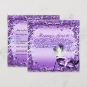 Paarse Masquerade Masker Elegant Ball Party Kaart (Voorkant / Achterkant)