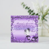 Paarse Masquerade Masker Elegant Ball Party Kaart (Staand voorkant)