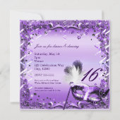 Paarse Masquerade Masker Elegant Ball Party Kaart (Achterkant)