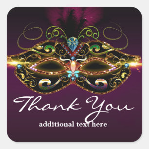Paarse Masquerade Masker Elegant Feest Favor Stick Vierkante Sticker