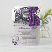 Paarse Masquerade Masker Kostume Halloween Kaart (Staand voorkant)