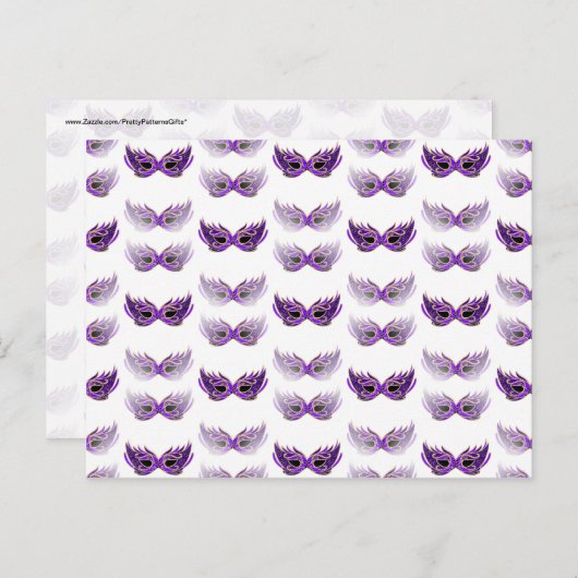 Paarse Masquerade maskers Mardi Gras Briefkaart (Voorkant / Achterkant)