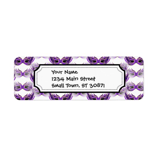  Paarse Masquerade maskers Mardi Gras Etiket (Voorkant)
