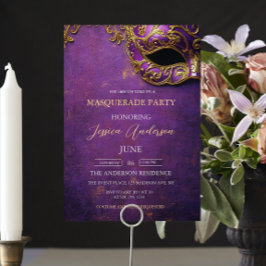 Paarse Masquerade Party Verjaardag Kaart