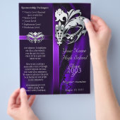 Paarse Masquerade Silver Class Reunion Flyer (Hand)
