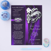 Paarse Masquerade Silver Class Reunion Flyer (Enkel)