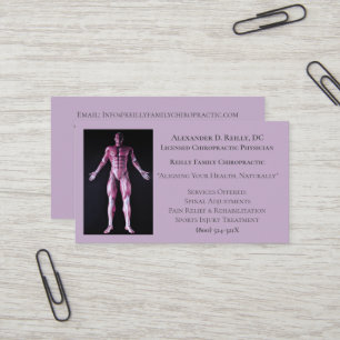Paarse Massage Therapie Chiropractie Visitekaartje