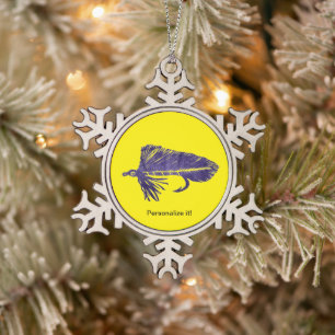 Paarse Matuka-wimpel, vliegverbinding, vliegkunst Tin Sneeuwvlok Ornament