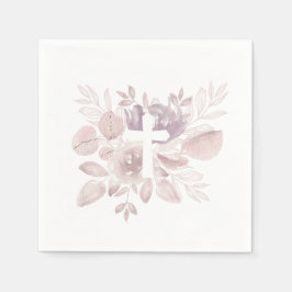 Paarse Mauve Aquarel Bloemenkruis  Servet